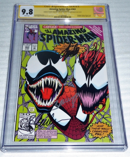 Venom Amazing Spider-Man #363 3x Signature Autograph CGC SS 9.8 STAN LEE Venom
