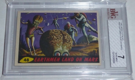1962 Mars Attacks Earthmen Land On Mars Card #48 BVG 7 Like PSA BGS Alien Horror