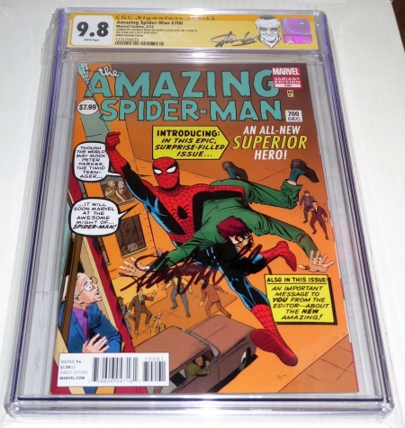Amazing Spider-Man #700 CGC SS 9.8 Signed STANLEY MARTIN LIEBER STAN LEE BDAY 91