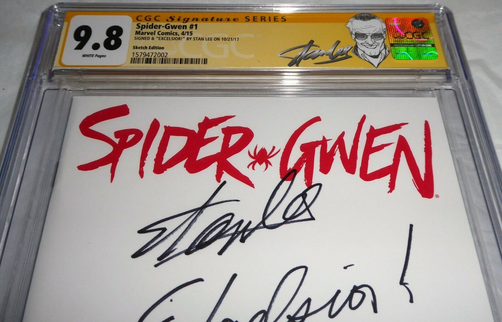 Spider Gwen 1 Cgc Ss Signature Autograph Stan Lee Signed Excelsior 9 8 Quote Pyro Comics Comic Books Store